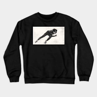 Speed Skater Watercolour Drawing Crewneck Sweatshirt